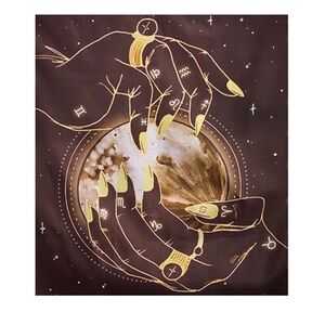 NWT Fortune Teller Curtain Depicts Hands Holding a Crystal Ball Wall Mural